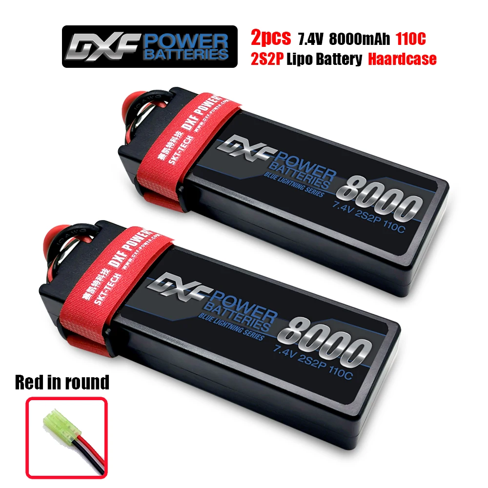 2PCS8000HARDRED DXF 7,4 V 110C 8000mAh Lipo батарея 2S2P RC Lipo батарея с Dean/T XT60 XT90 Разъем для RC модель автомобиля Лодка Грузовик 1/8 RC автомобиль - Цвет: 2PCS8000HARDRED
