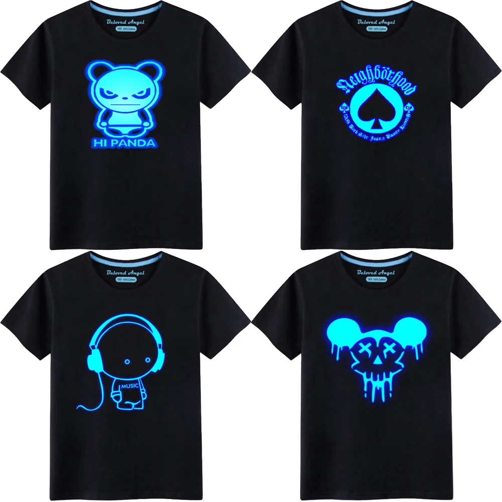 Детская светящаяся футболка с 3D принтом костюм коротким рукавом классные