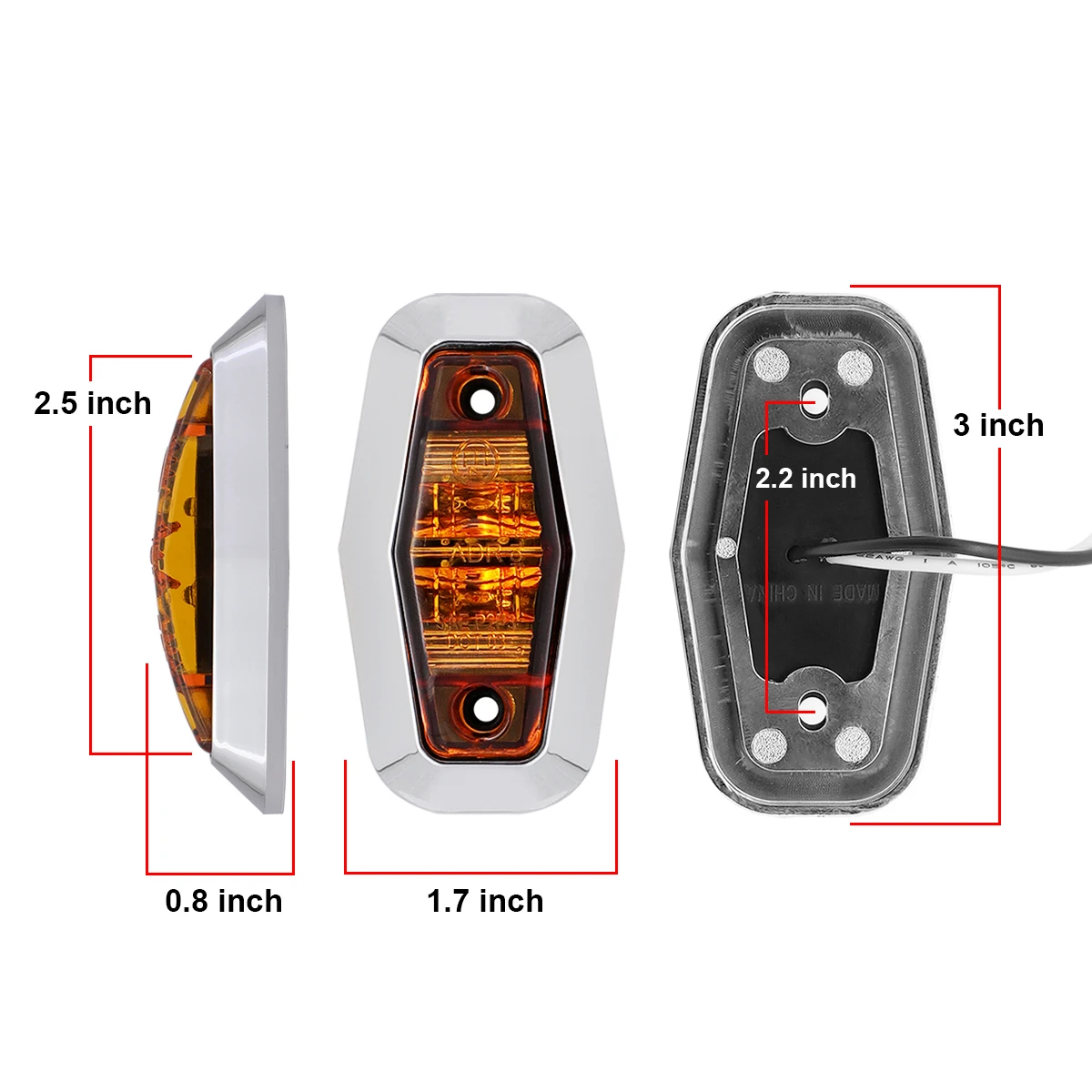 10* Боковые габаритные индикаторы для грузовиков 12V 2 светодиодный фонарь 6000K водонепроницаемый прочный и практичный