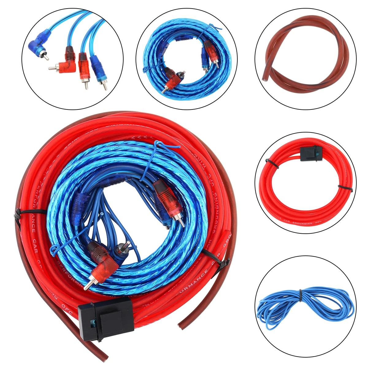 1 Set of 60A Car Audio Wire Wiring Kits Car Speaker Woofer Cables Power Amplifier Audio Line Power Line for Modification