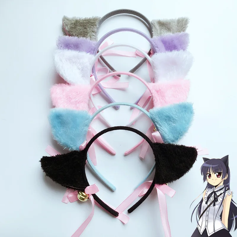 

Rabbit Ears Cute Fluffy Plush Cat Ear Headband Bowknot Ring Bell Fancy Dress Anime Cosplay Costume Hair Hoop Night Headwear