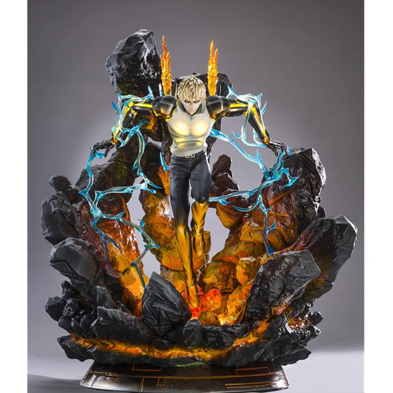 49 см аниме ONE PUNCH MAN Genos статуя полноразмерная портретная резиновая фигурка героя Светодиодная лампа Коллекционная модель игрушки A144
