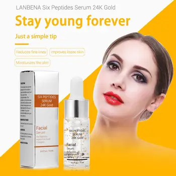 

LANBENA 15ml Six Peptides Dropper Serum 24K Gold Anti-Aging Moisturizing Anti-wrinkle Lift Firm Skin Face Care Women Beauty Tool