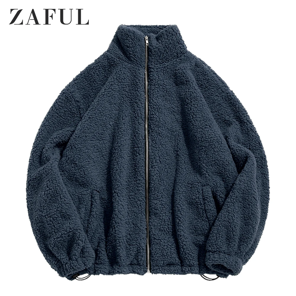 ZAFUL мужские зимние толстовки с искусственным мехом плюшевого мишки на шнурке пушистые толстые пуловеры на молнии одежда в стиле "бойфренд" толстовки