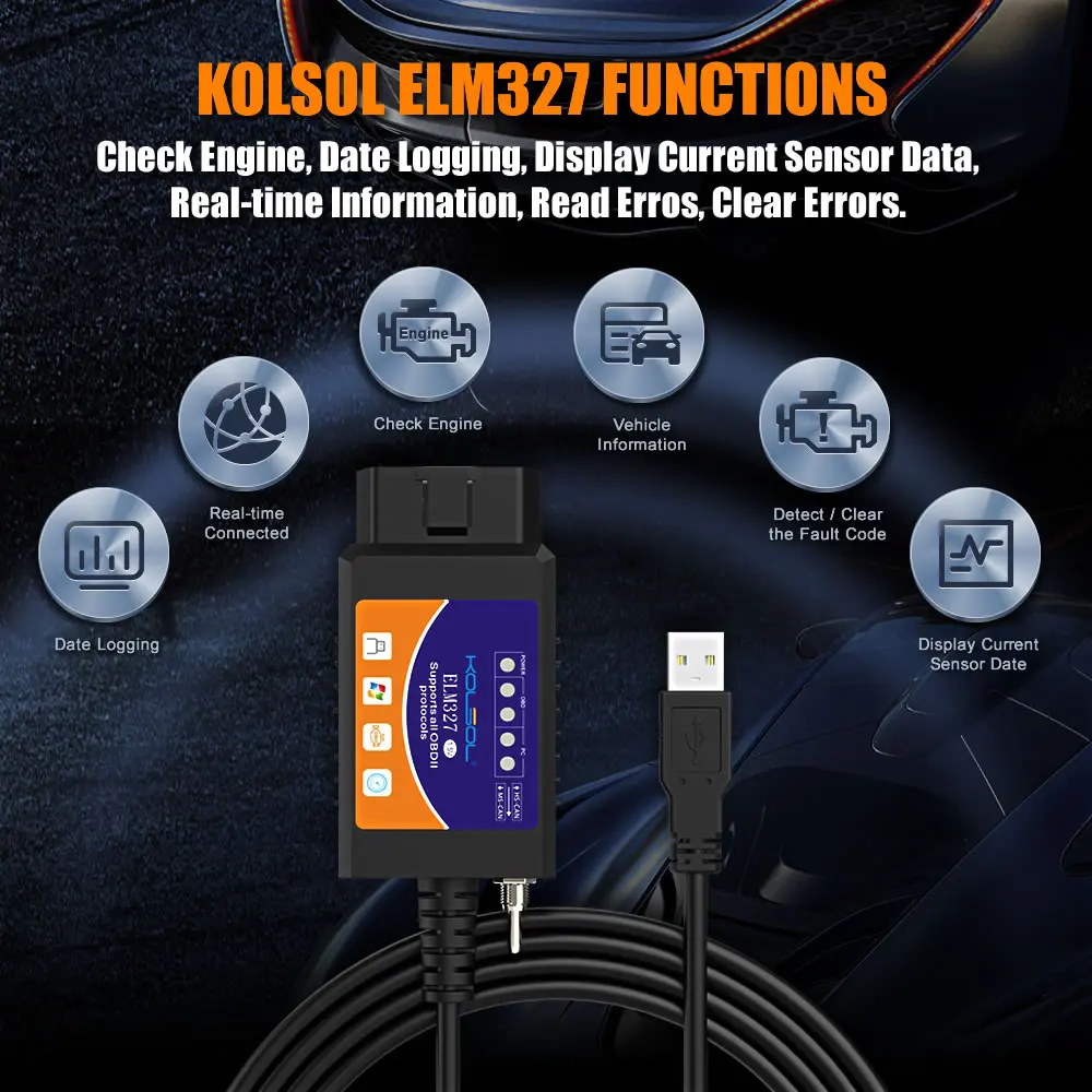 KOLSOL ELM327 V1.5 USB OBD2 сканер с переключателем модифицированный для-d ELMconfig Forscan CH340+ 25K80 чип HS-CAN/MS-CAN