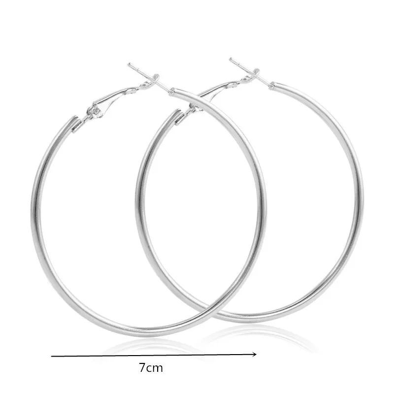 EB2088 Silver 7CM Большие эффектные модные золотые серебряные геометрические серьги для женщин металлические подвесные Серьги Квадратные круглые треугольные звезды серьги - Окраска металла: EB2088 Silver 7CM