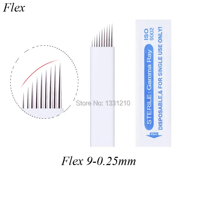 

50 pcs Flex9 Diam 0,25mm Lвminas Microblading Flexible Microblading Needles Tattoo Permanent Makeup Manual Eyebrow Blade