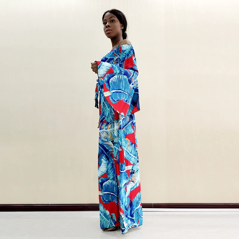 Новое поступление, модные дизайнерские вечерние женские длинные платья в африканском стиле с принтом пальмовых листьев Дашики с открытыми плечами
