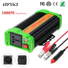 

BYGD DC 12V to AC 220V 300W 500W Car Power Inverter 1000W Peak Dual USB Ports Auto Charger Converter Adapter Universal/EU Socket