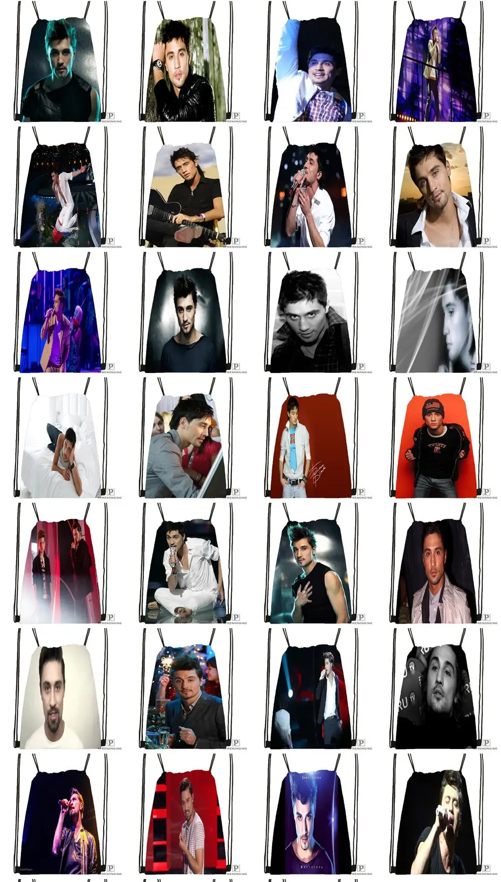 Custom Dima Bilan походная сумка на шнурке милый рюкзак для детей(черная спинка) 31x40 см#180531-03-36