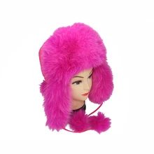 Милая пушистая зимняя шапка-ушанка из натурального меха шапка русская меховая шапка женская розовая шапка