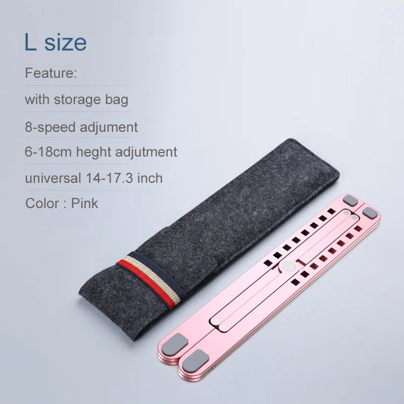 Pink (L Size) Портативная подставка для ноутбука, складная подставка для ноутбука, подставка для ноутбука, регулируемая вентиляция компьютера из алюминиевого сплава - Цвет: Pink (L Size)