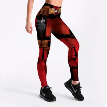 Women Fashion Fintess Legging Wine red Digital Print Women's leggings Super HERO Deadpool Leggins Printed leggings 1
