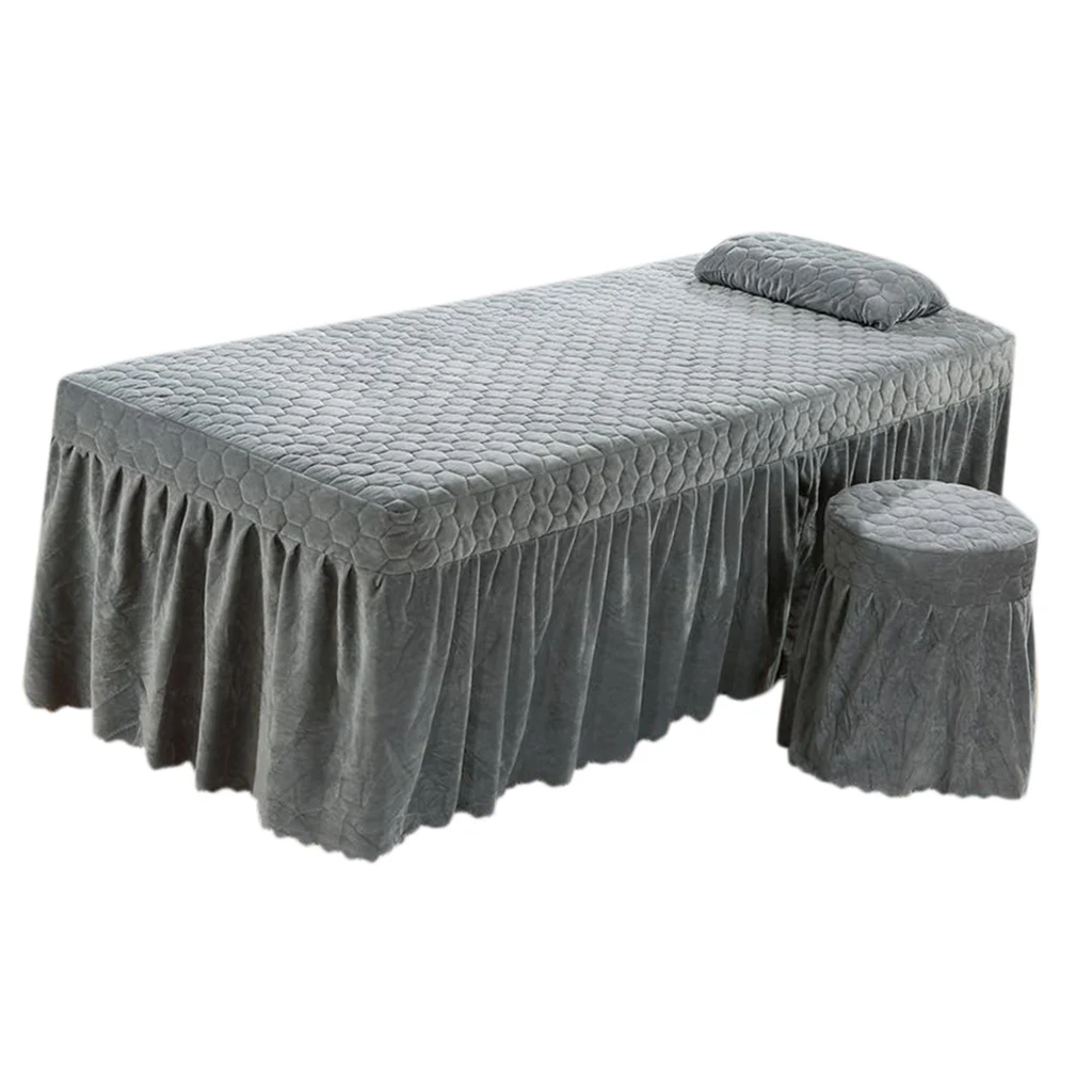Grey 190x70cm Спа, массажный стол, юбка, косметическое покрывало для кровати - Цвет: Grey 190x70cm