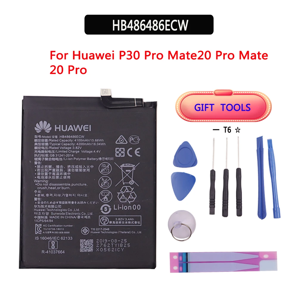 Сменный аккумулятор 4200 мАч HB486486ECW для huawei P30 Pro mate 20 Pro mate 20 Pro настоящий аккумулятор для телефона+ Инструменты