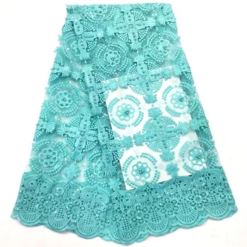 

Nigerian lace fabric 2019 high quality lace with Glitter Sequins 3d mesh Beaded French Lace Fabric For African Wedding N2700