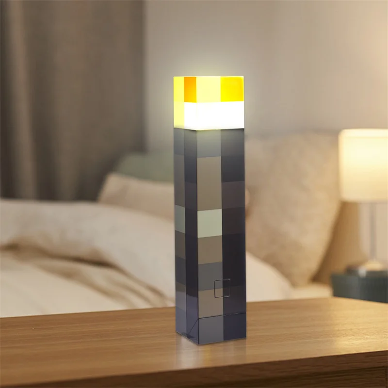 11.5 Inch Brown Stone Torch Light LED Lamp USB Rechargeable Rectangle Night Light For Bedroom Bedside Lights Lighting Light up