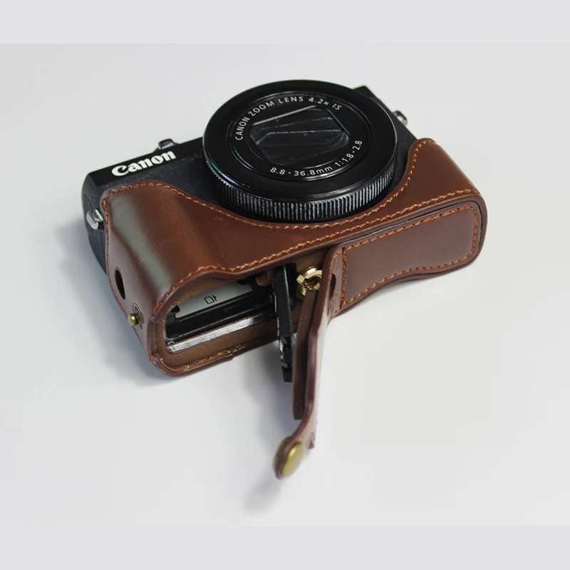 Coffee Color Pu кожаный чехол сумка для камеры для Canon G7 X Mark III gsxxiii G7X3 G7XM3 портативный половина крышки корпуса Нижняя оболочка - Цвет: Coffee Color