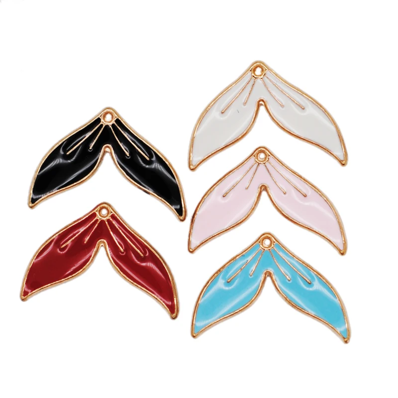 

20pcs/Lot Enamel Drop Oil Fish Tail Charms Fashion Earring Bracelet Hair Wear Handmade Jewelry Pendants 18X26mm