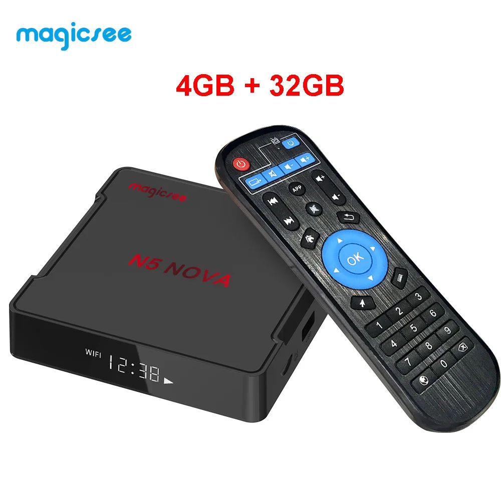 4GB32GB Magicsee N5 NOVA 4 Гб 64 Гб RK3318 четырехъядерный Android 9,0 Tv Box 2,4G 5G Wifi BT4.0 смарт-приставка 4K H.264 N5 MAX медиаплеер - Цвет: 4GB32GB