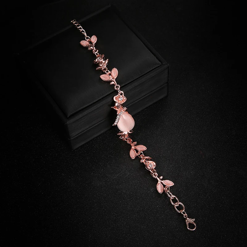 Женская мода симпатичный опал красивые браслеты с камнем романтическое розовое