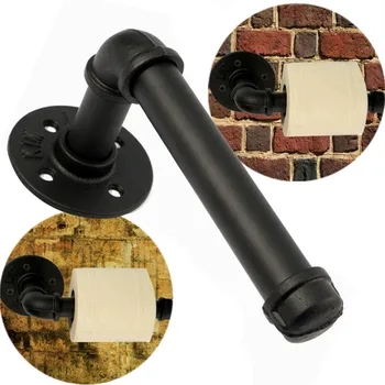 

Towel Rack Roll Shelf Industrial Style Wall Mount Iron Pipeline Vintage Paper Bathroom Toilet Tool Tissue Paper Rack Bath Decor