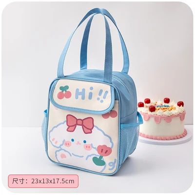 Kawaii Lunch Bag Women Cute Bear Picnic Travel Thermal Breakfast Box Girls School Child Convenient Lunch Box Tote Food Bags 118 blue 02