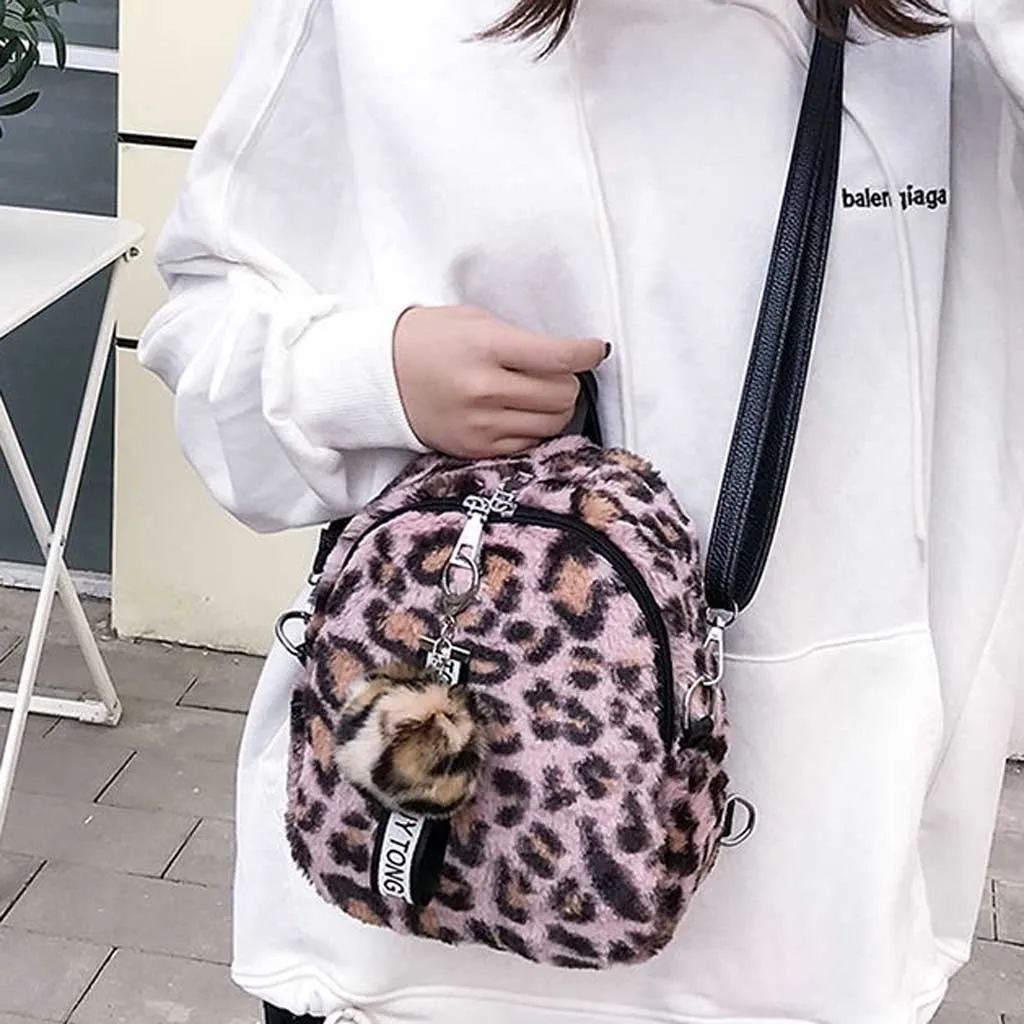 Мини-рюкзаки с леопардом Mochila, Женская шерстяная сумка на цепочке, маленькая квадратная сумка на плечо для девочек-подростков, рюкзак# A