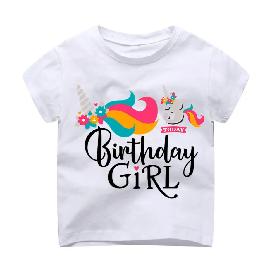 От 3 до 8 лет, футболка с единорогом для девочек на день рождения, лето, забавная футболка Kawaii Birhtday, подарки, номер 1-9, детская одежда, dHKP1001 - Цвет: dHKP1001C