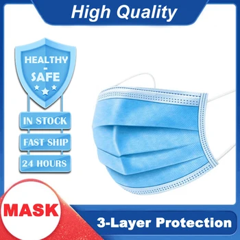 

100pcs Safe Mask Disposibale 3 Layers Face Mask Bridge of the nose with aluminum strip
