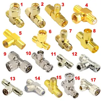 

2 Pieces RF Coaxial Coax Adapter SMA BNC N TV F Female male Triple T RF Adapter Connector 3 way Splitter Antenna Converter