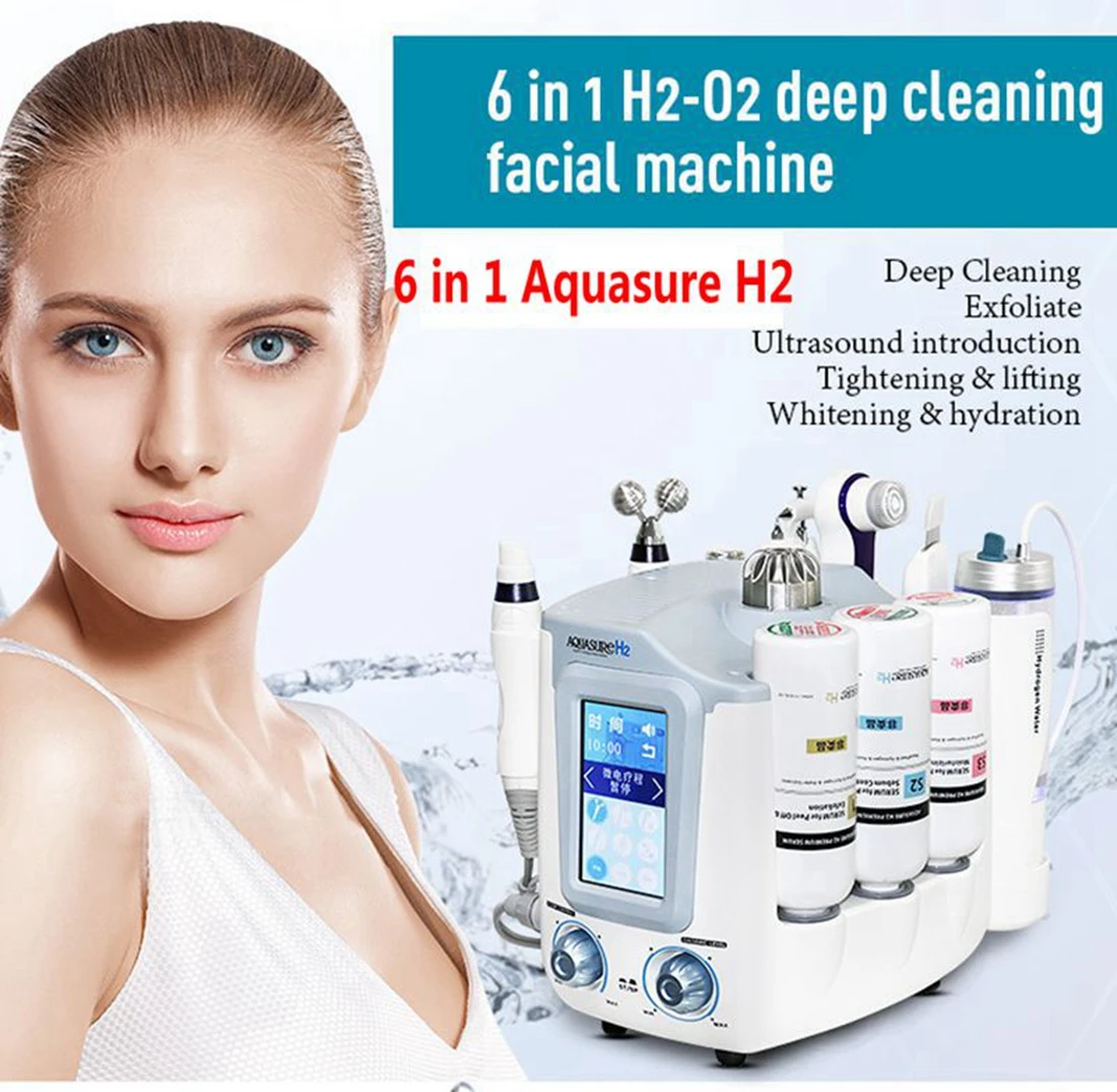 6 In 1 Hydra Machine Aquasure H2 Bio Ultrasonic Rf Microderma Peeling Water Oxygen Macchina Per La Bellezza Del Viso Rassodamento Della Pelle Ce
