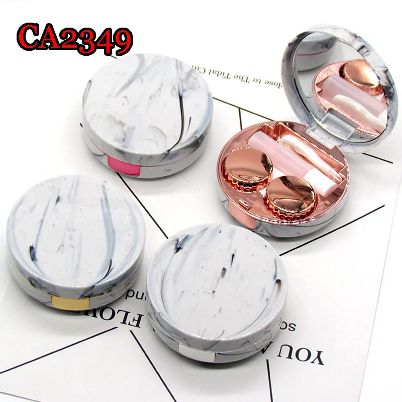 

1Pcs Cute Marble Stripe Contact Lens Case Travel Glasses Lenses Box For Unisex Eyes Care Kit Holder Container
