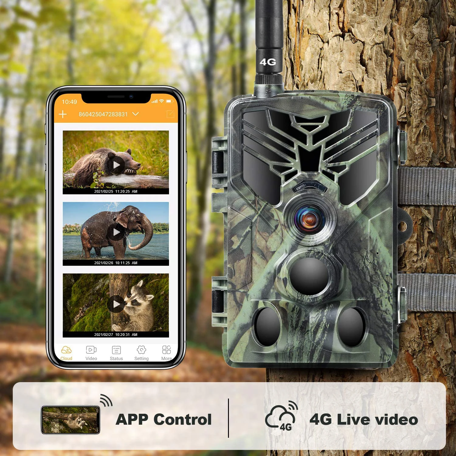 4K Live Video APP Trail Camera Cloud Service Wildlife Hunting