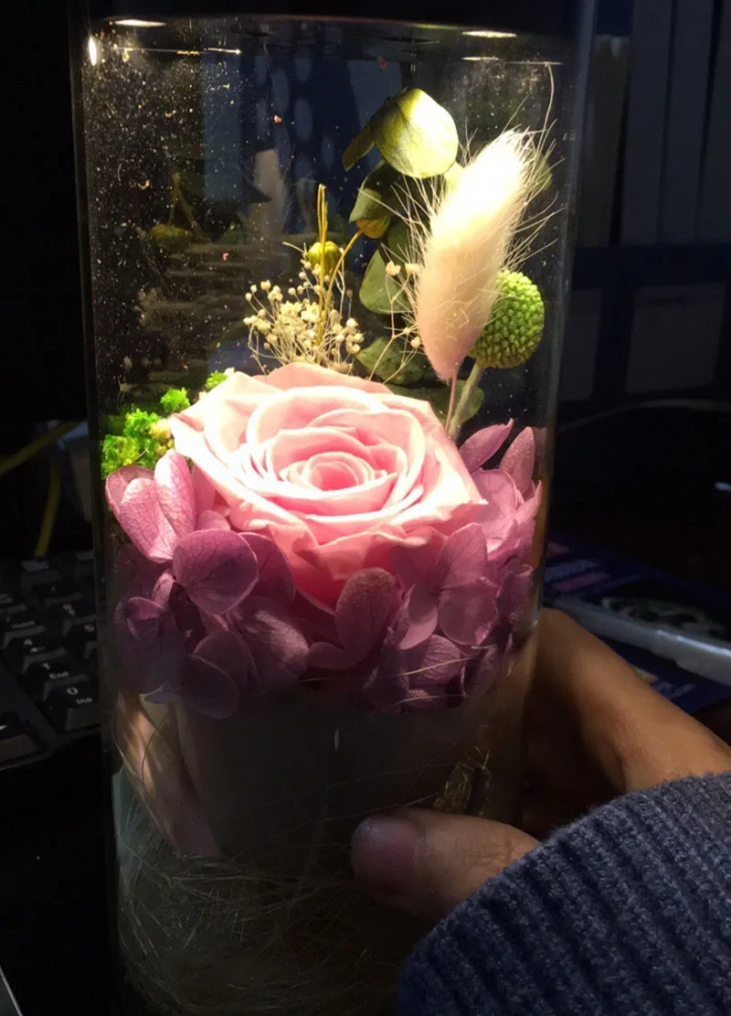 Светодиодный розовый Eternelle DIY первый цветок Роза в стеклянном куполе навсегда роза красная роза Сохраненная Роза Belle Rose специальный романтический подарок