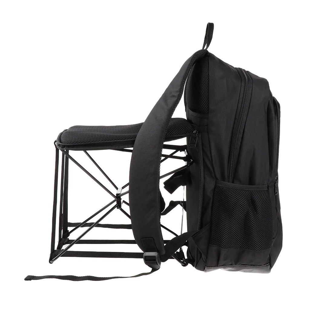 47L Lightweight Outdoor Travel Backpack with Back Built-in Folding Chair Travel Rucksack Outdoor Sports Climbing Bag