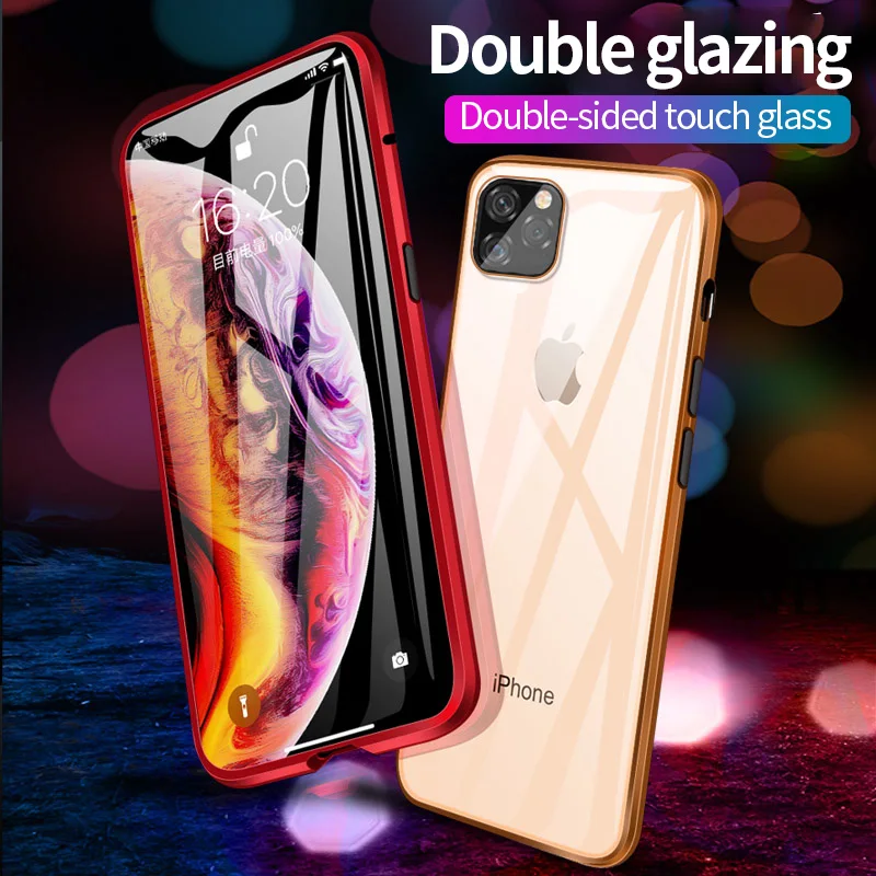 

360 Magnetic Adsorption Metal Case For iphone 11 11Pro 11Pro MAX XSMAX XS X XR 8PLUS 8 7PULS 7 Magnet Cover Case