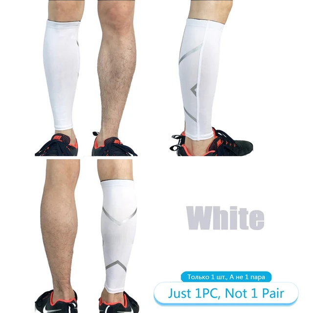 Tcare Sport Compression Calf Sleeves Leg Compression Sock Runners Shin Splint Varicose Vein Calf Pain Relief Calf Guards Running 1 Piece - White
