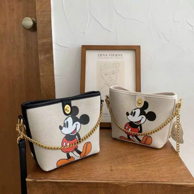 Миниатюрная сумка Disney холщовая Ретро через плечо с Микки Маусом повседневная