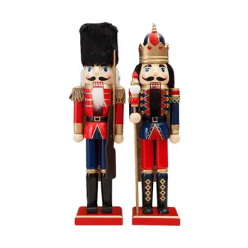 

Wooden Crafts 38CM Fine Nutcracker Soldier Shape Puppet Christmas Gift Decoration Home Crafts Decorations Christmas Decor