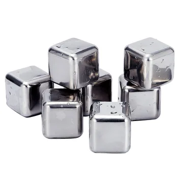 

304 Metal Stainless Steel Ice Cubes Ice Wine Stone Ice Hockey Whiskey Iced Wine Coolers Chillers With Tongs Bar Tools