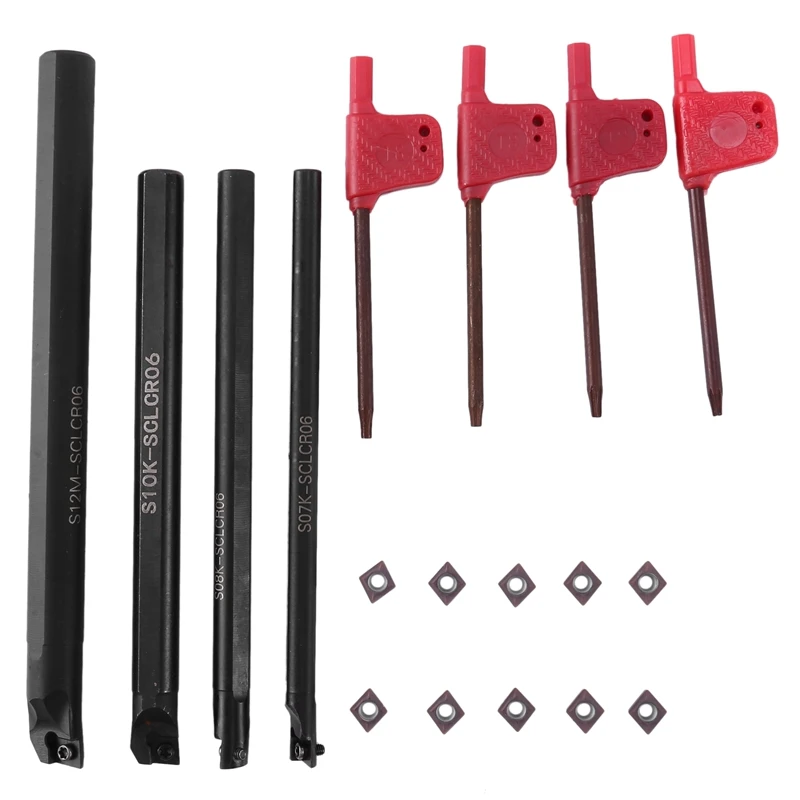 4 Set Of 7/8/10/12Mm Sclcr Lathe Boring Bar Tool Holder+10Pcs Ccmt 0602 Inserts Promotion | Инструменты