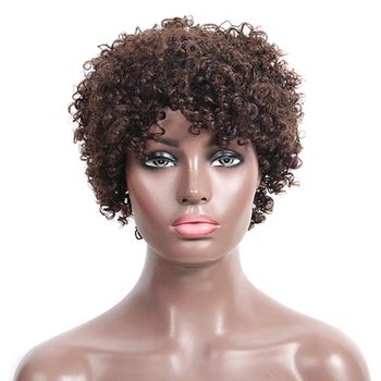 

Peruvian Short Bob Human Hair Wig 100% Human Hair Wig For Black Women Jerry Curl Non Lace Pixie Cut Wig You May Remy Hair