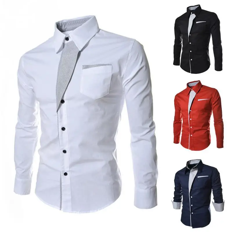 Camisa Masculina тонкая модная мужская рубашка в полоску разных цветов Повседневная с длинным рукавом для весны и осени 5 цветов