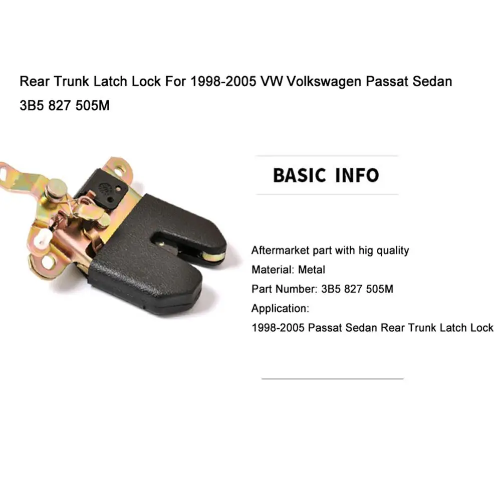 Задняя защелка багажника замок для 1998-2005 VW Volkswagen Passat седан 3B5 827 505M