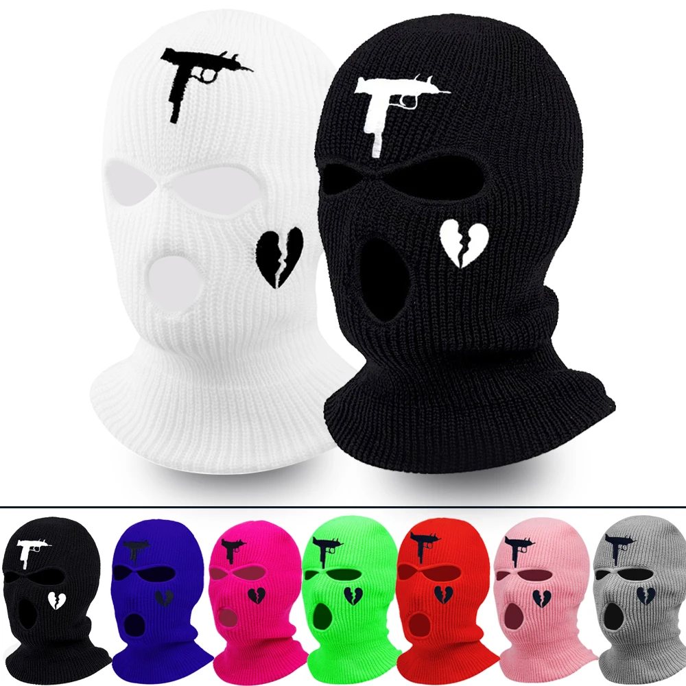 beanie cap for men Fashion Neon Balaclava Three-hole Ski Mask Tactical Mask Full Face Mask Winter Hat Party Mask Limited Embroidery bone masculino mens winter hat skullies