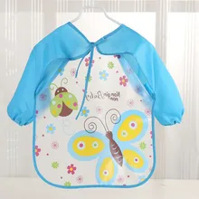 Нагрудник для мальчика, для девочки, с длинными рукавами, водонепроницаемый силиконовый нагрудник, слюнявчик для кормления, одежда с рисунком для маленькой девочки