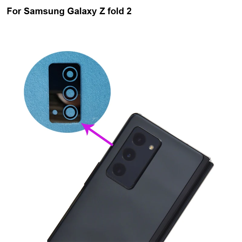 Nero Di Alta Qualità Per Samsung Galaxy Z Piega 2 Fotocamera Posteriore Obiettivo Di Vetro Test Buono Per Galaxy Z Fold2 Sostituzione Sm-F9160