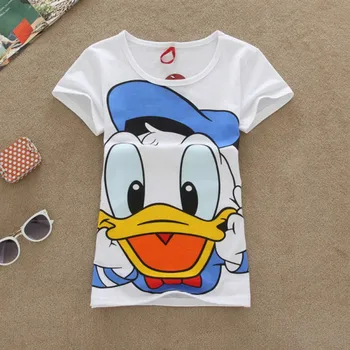 

New DUCK Printed Short sleeve T shirt Women Slim fits T shirts Girl School Cotton shirts Mouse