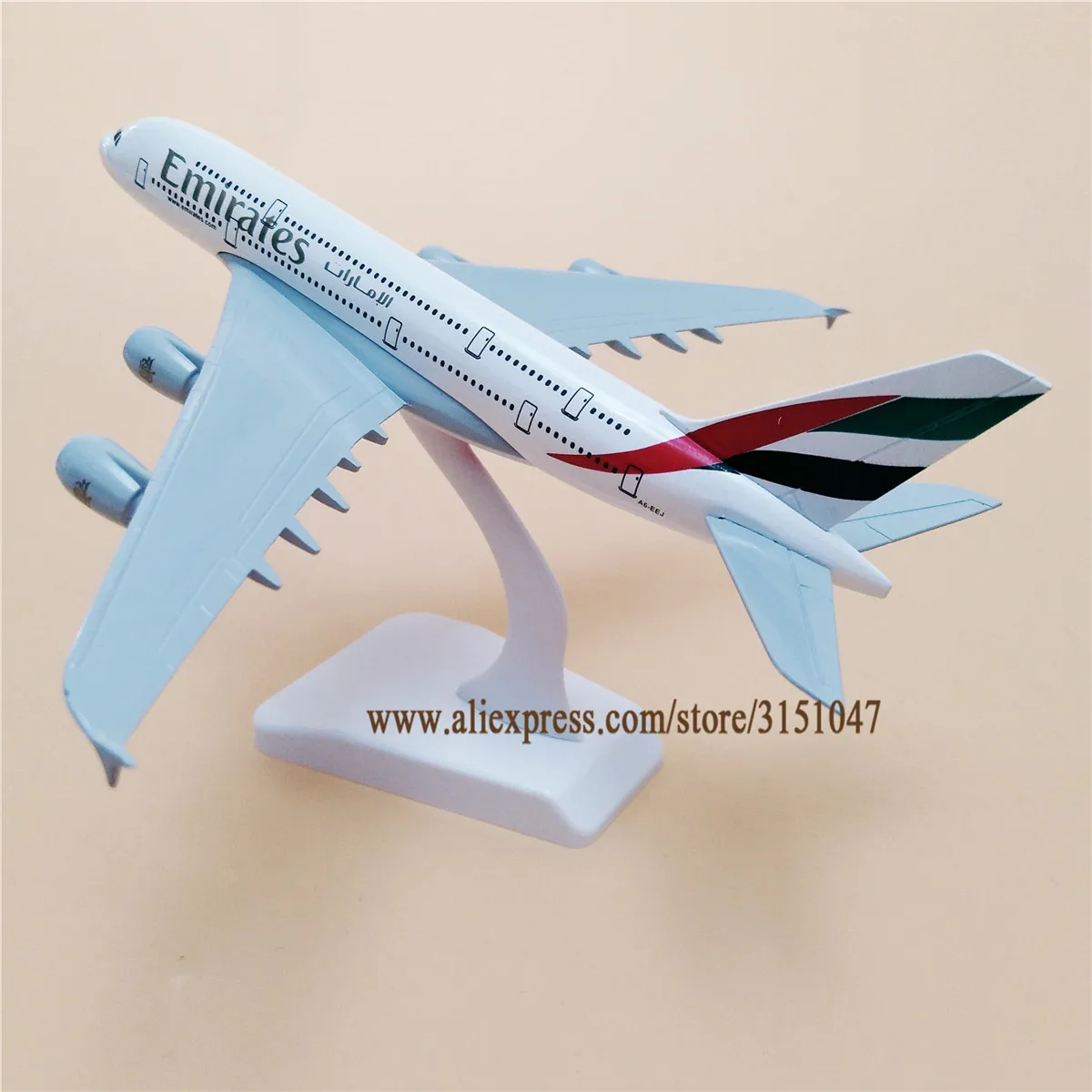 Металлические фотообои 20 см авиакомпании Emirates аэробус 380 A380 модели с подставкой